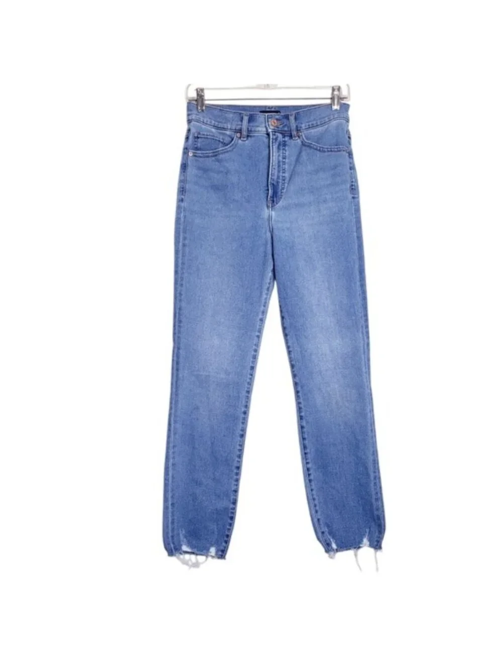 Express Slim Leg Super High Rise Waist Raw Hem Jeans Women's Size 4